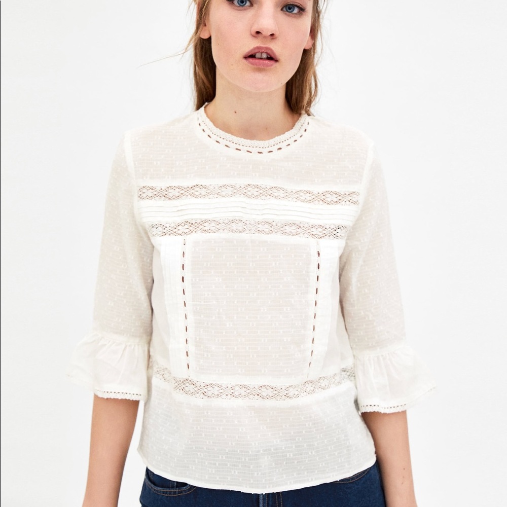 Zara Ruffled Sleeve Top - Picture 2 of 8